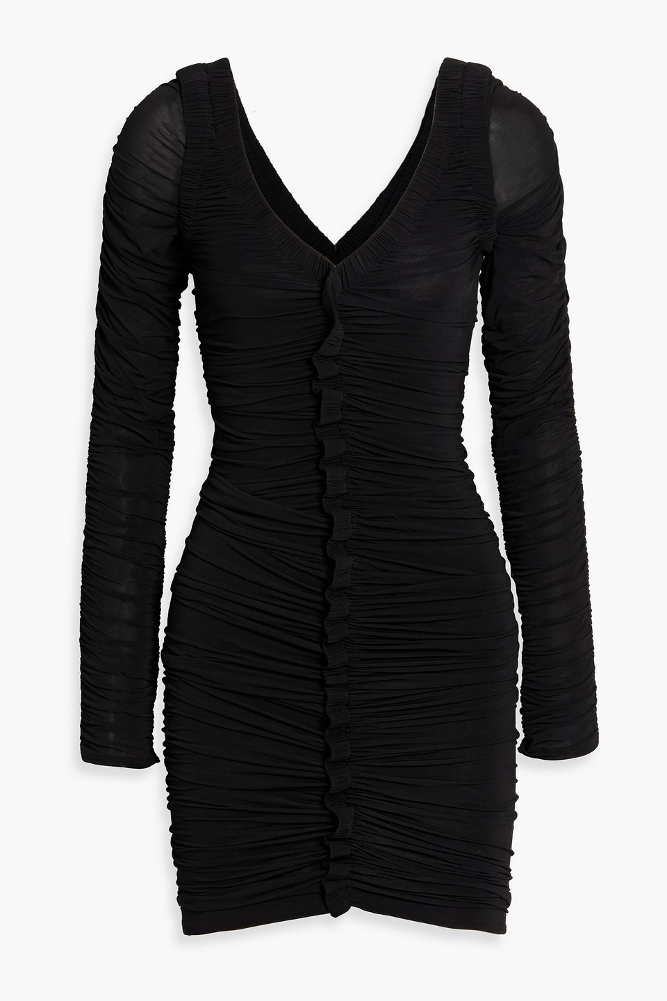 alexander wang - ruched jersey mini dress - black - s