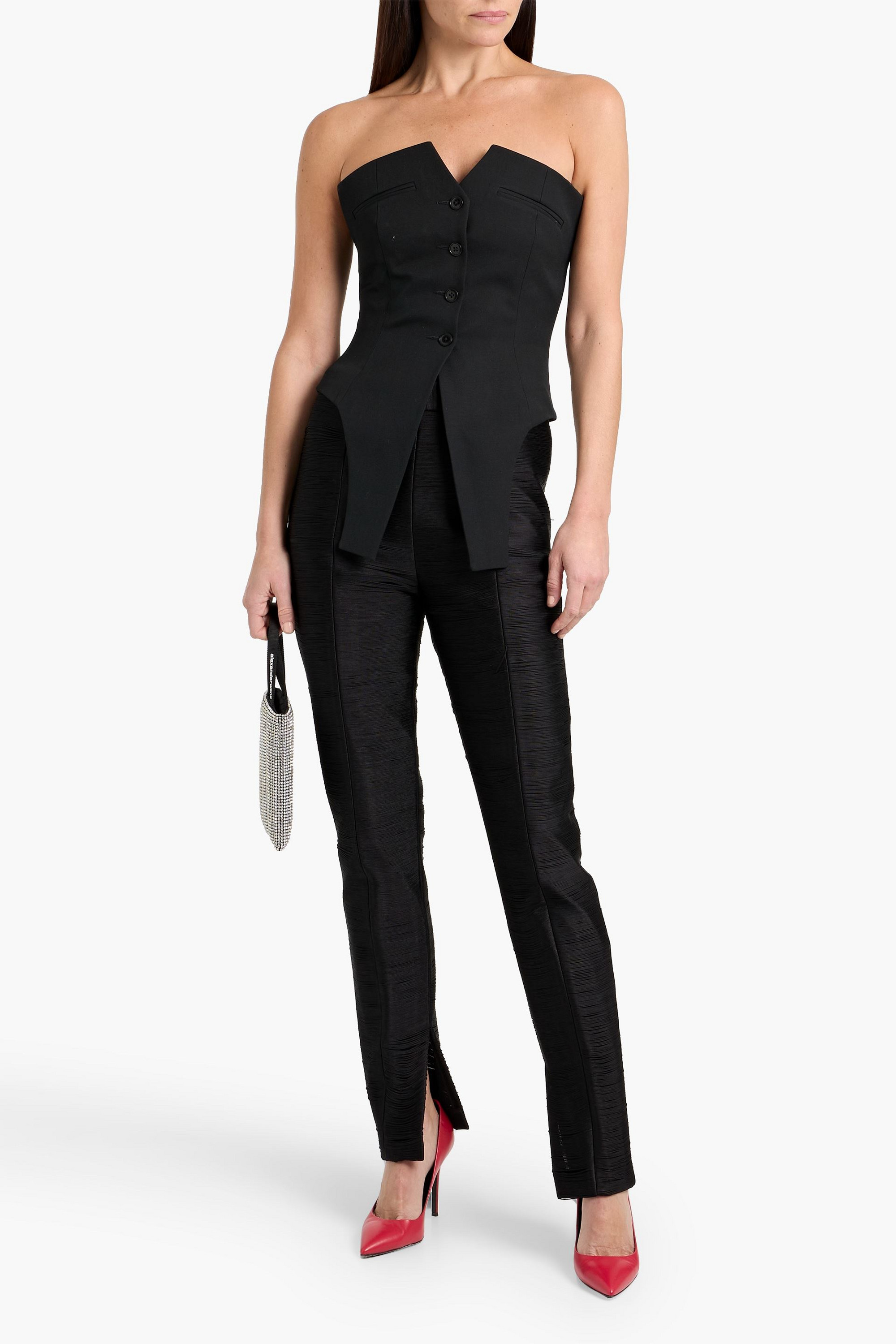 Alexander Wang Strapless asymmetric wool-twill top