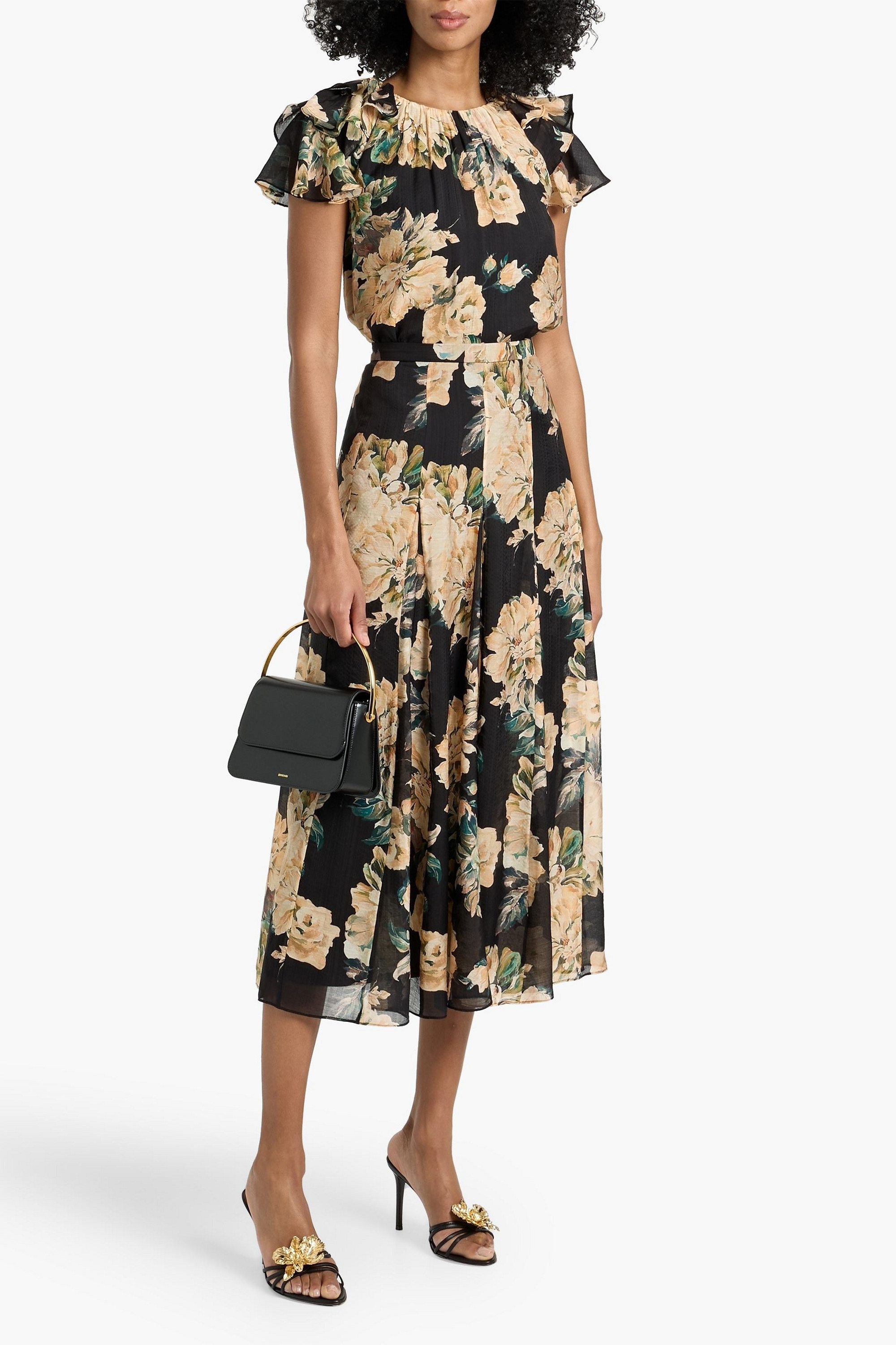 MIKAEL AGHAL Floral-print gauze midi skirt