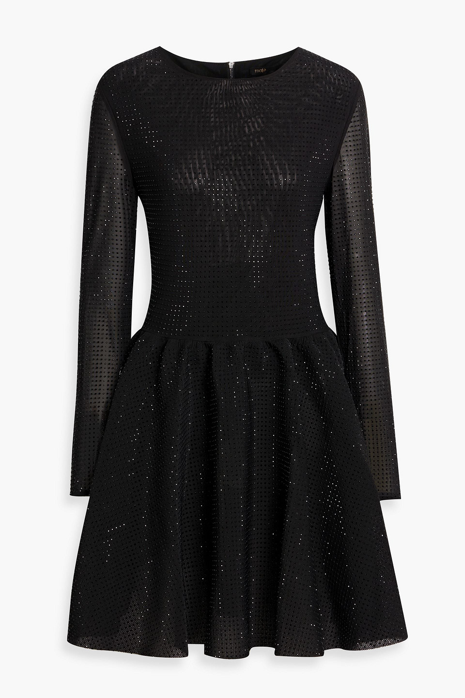 maje - crystal-embellished tulle mini dress - black - fr 42