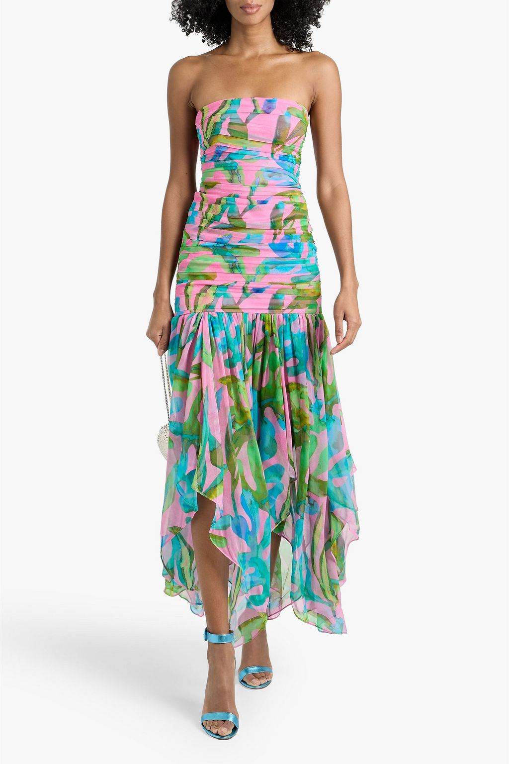 RETROFTE Teryn strapless floral-print silk-chiffon maxi dress | THE OUTNET