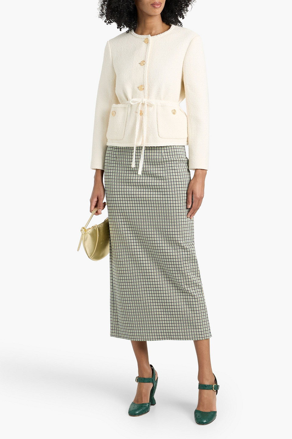 Maje Tweed Jacket In Neutral