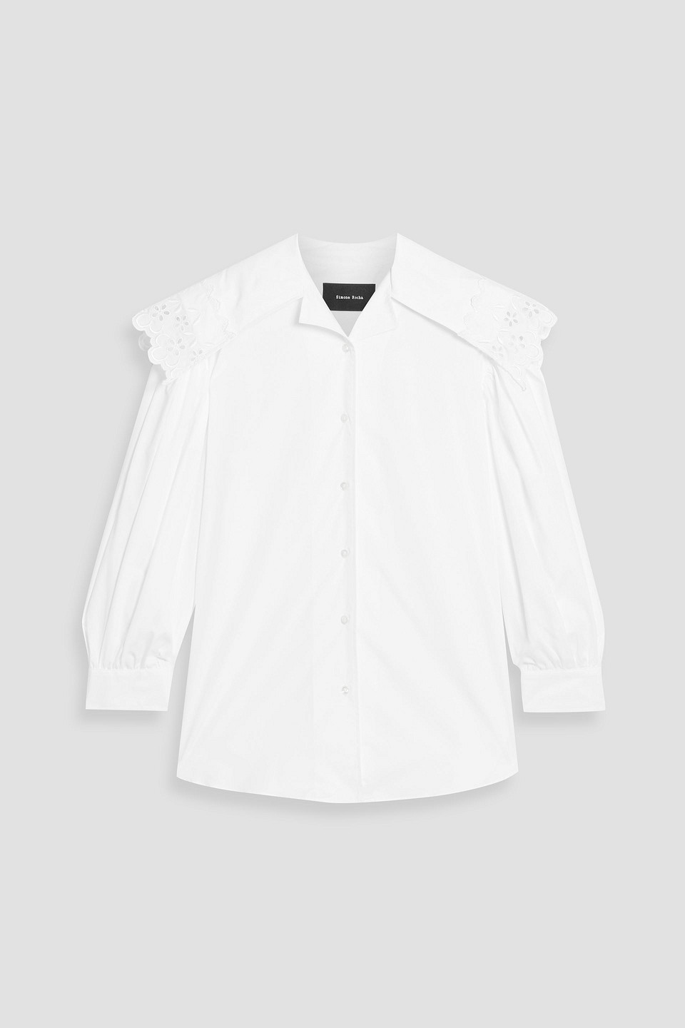 Simone Rocha Broderie Anglaise-trimmed Cotton-poplin Shirt In White