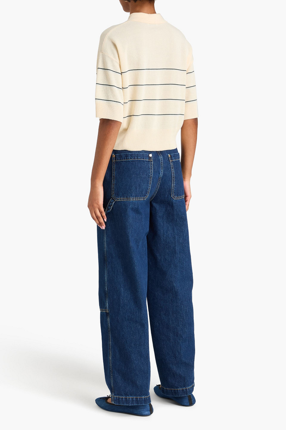  Sandro - Striped Knitted Polo Shirt - White - 4 