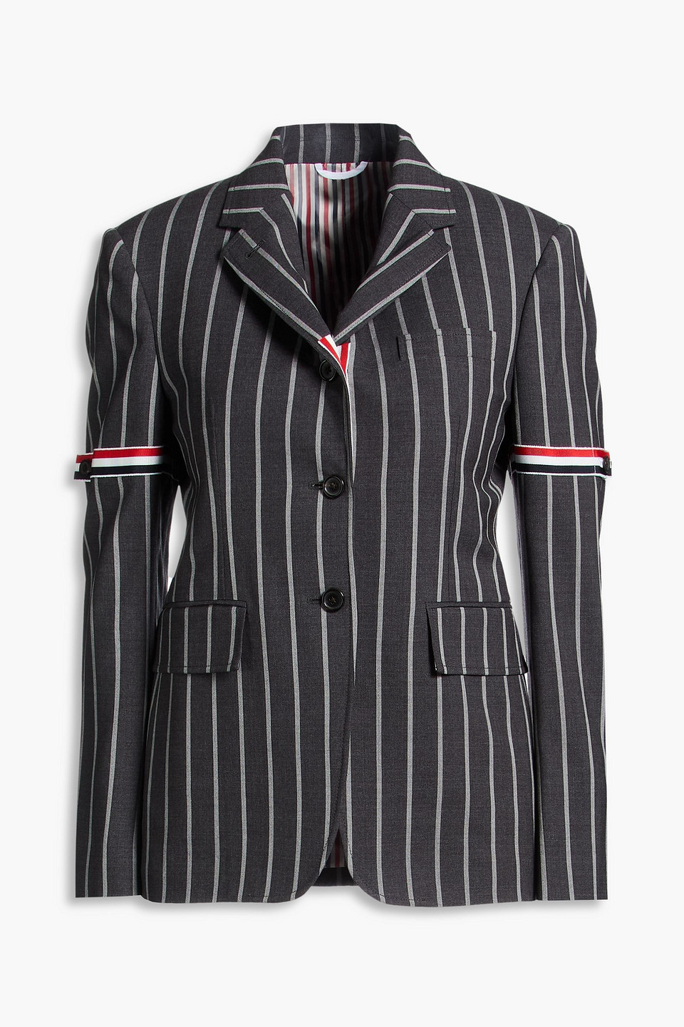 thom browne - striped wool blazer - gray - it 46
