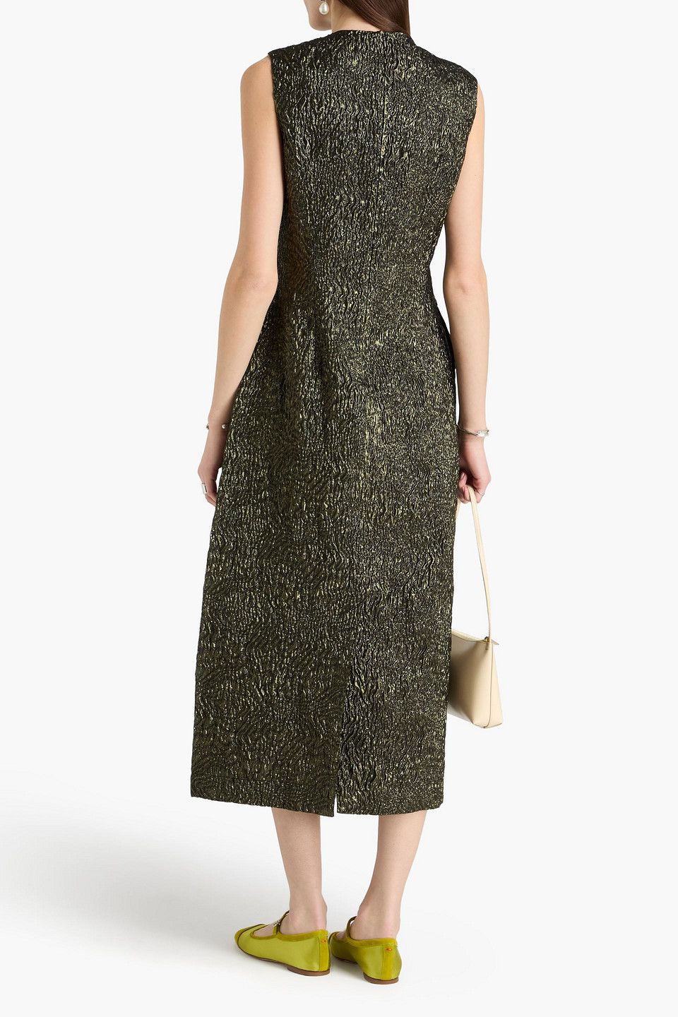  Simone Rocha - Midikleid Aus Cloqué Mit Metallic-effekt - Grün - Uk 4 