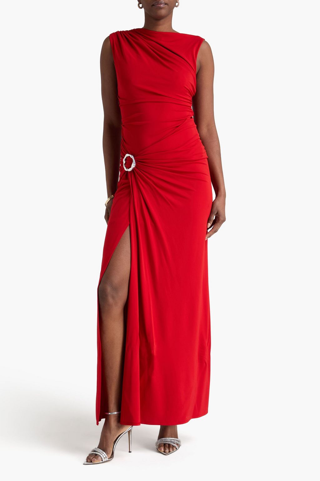 simkhai evening dress Simkhai Women's Nancie Draped Jersey Cape Maxi Dress in Sky, Size 8