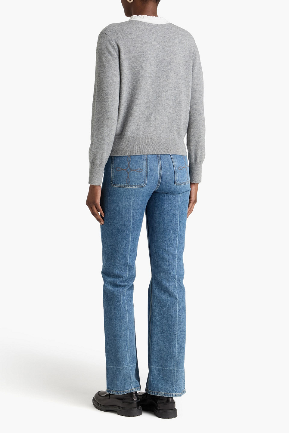  Sandro - Pullover Aus Einer Melierten Wollmischung Mit Häkelbesatz - Grau - 4 