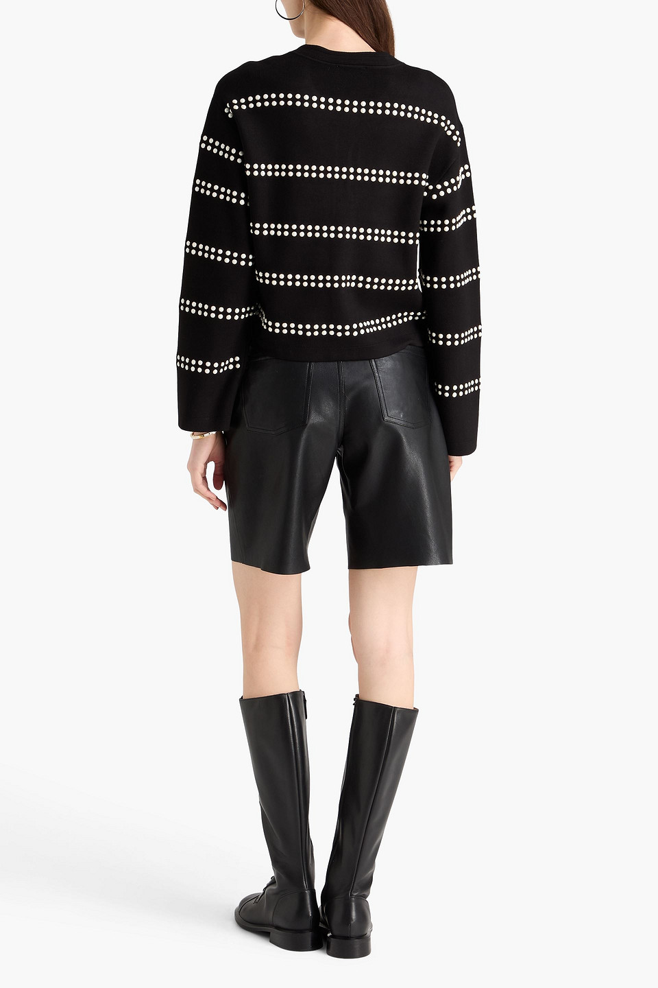  Sandro - Cardigan Aus Stretch-strick Mit Kunstperlen - Schwarz - 0 