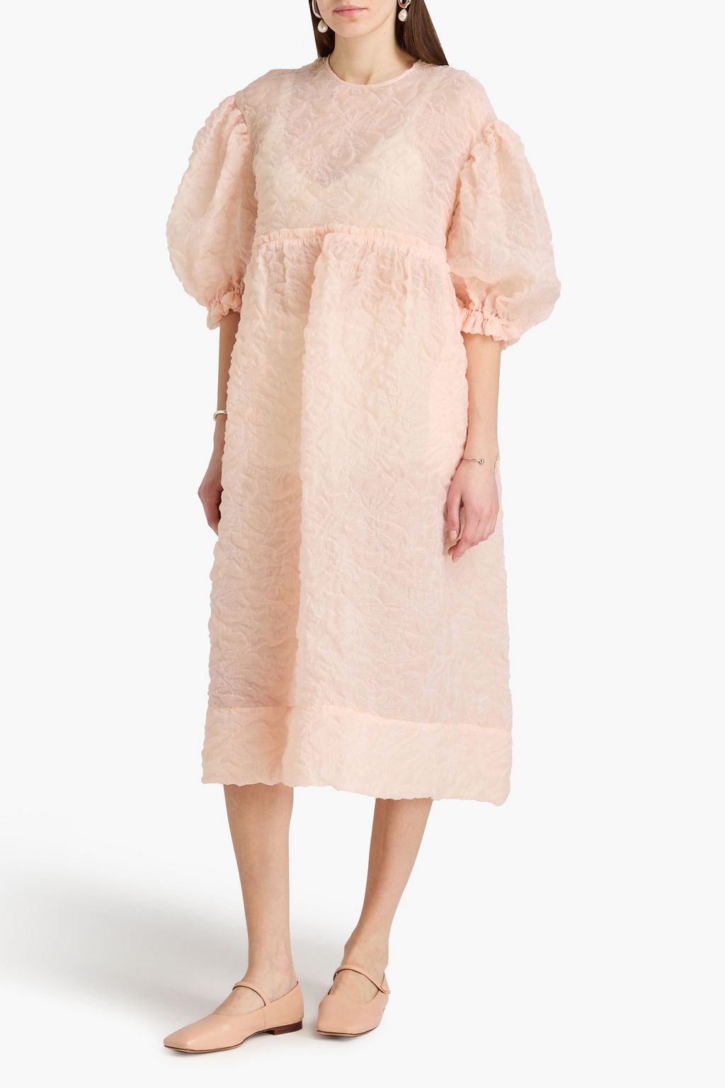 simone rocha organza dress Patchwork sheer organza midi dress in pink - Simone Rocha