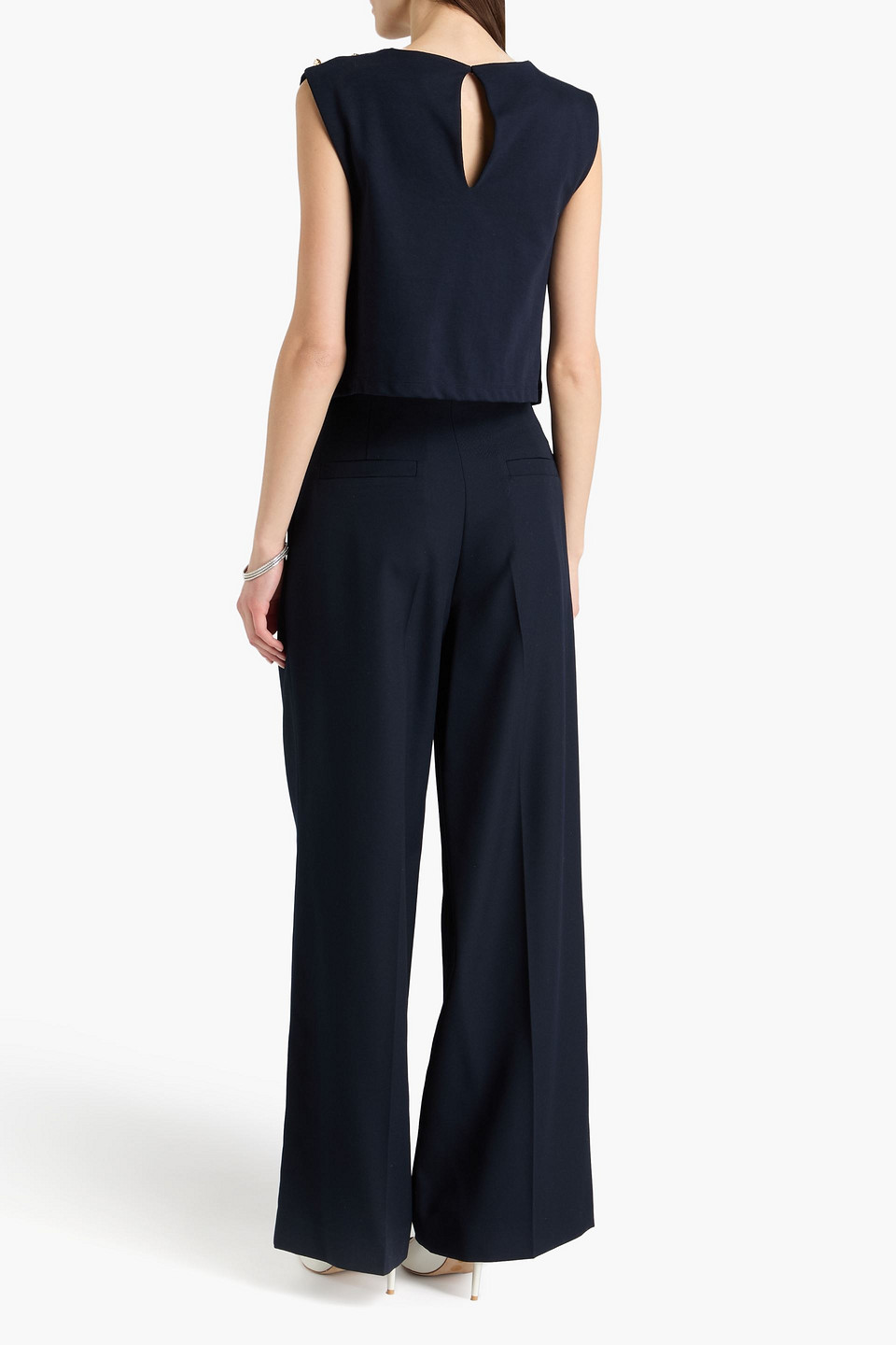 Sandro - Embellished Cotton-blend Jersey Top - Blue - 2 