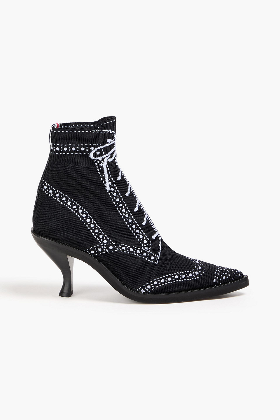 Thom Browne Leather-trimmed Printed Knitted Sock Boots In Black