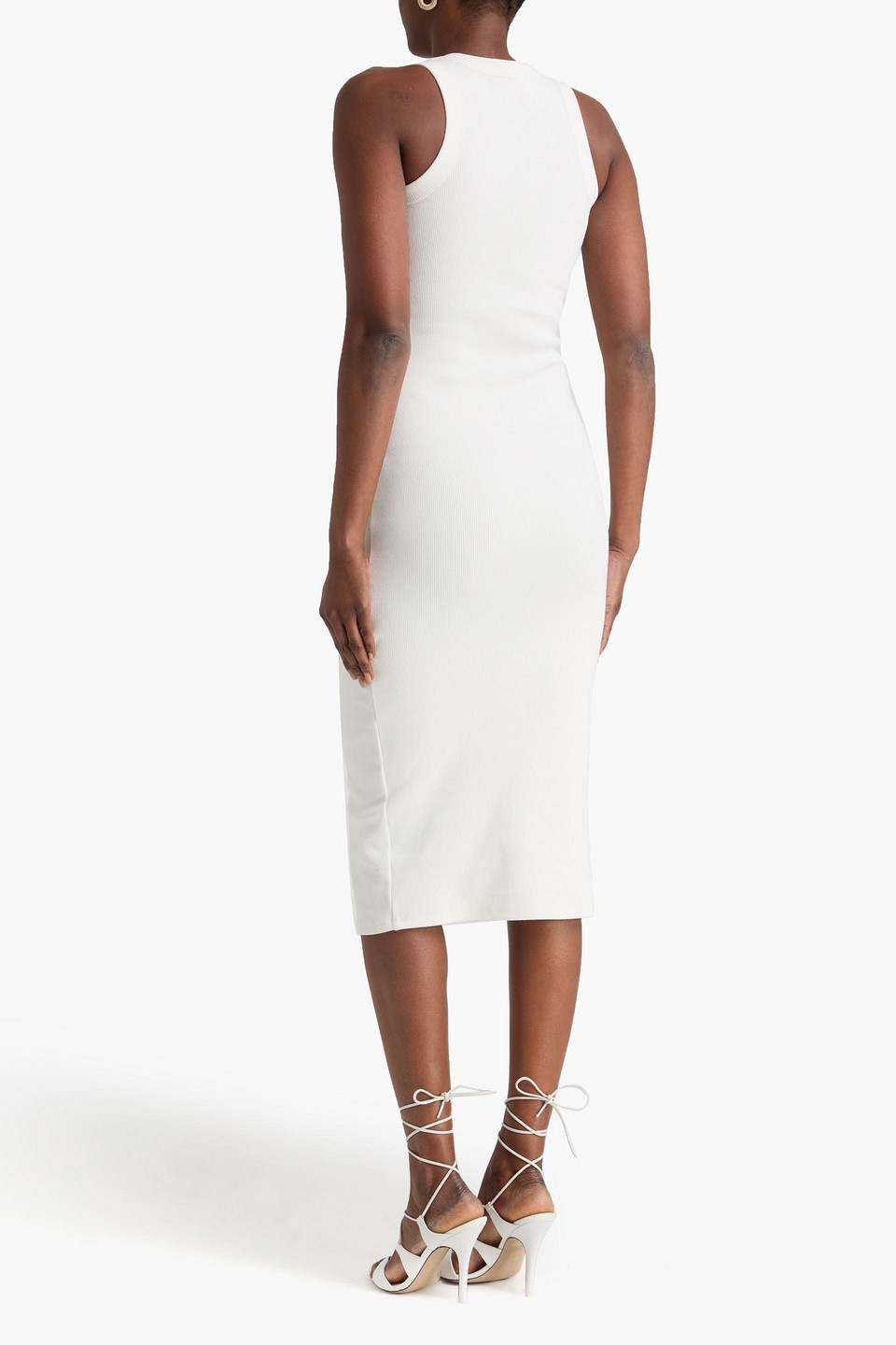  Area - Midikleid Aus Geripptem Jersey Aus Einer Baumwollmischung Mit Cut-outs Und Verzierung - Weiß - Xs 