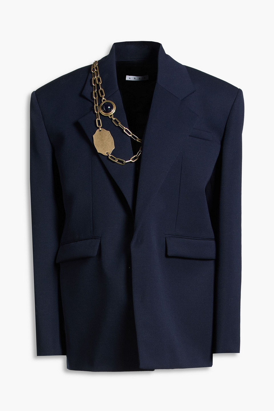 Area Embellished Wool-twill Blazer In Blue