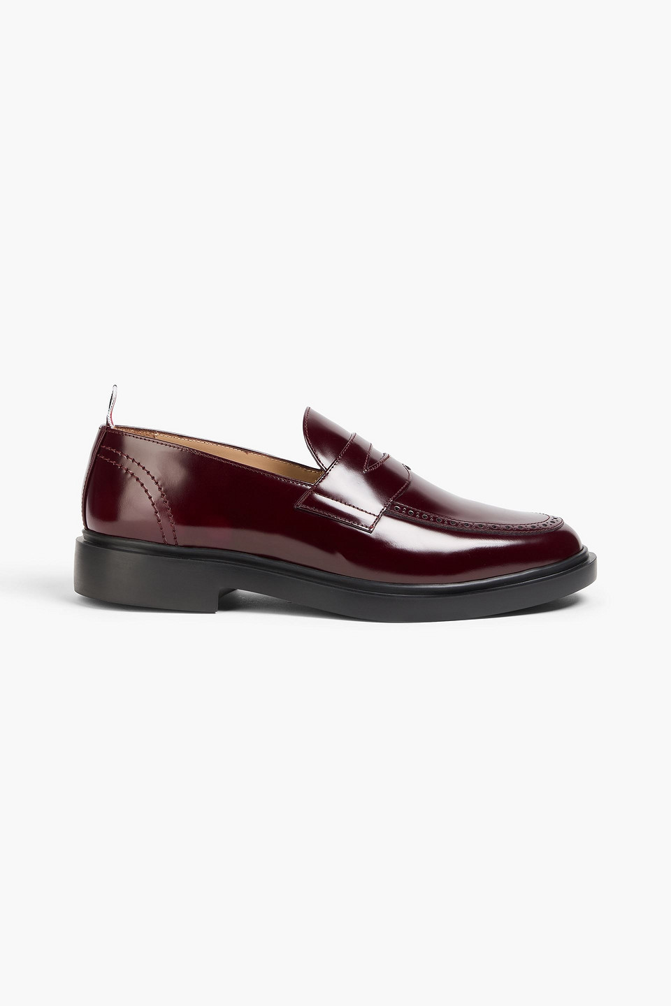 thom browne - glossed-leather penny loafers - burgundy - us 6