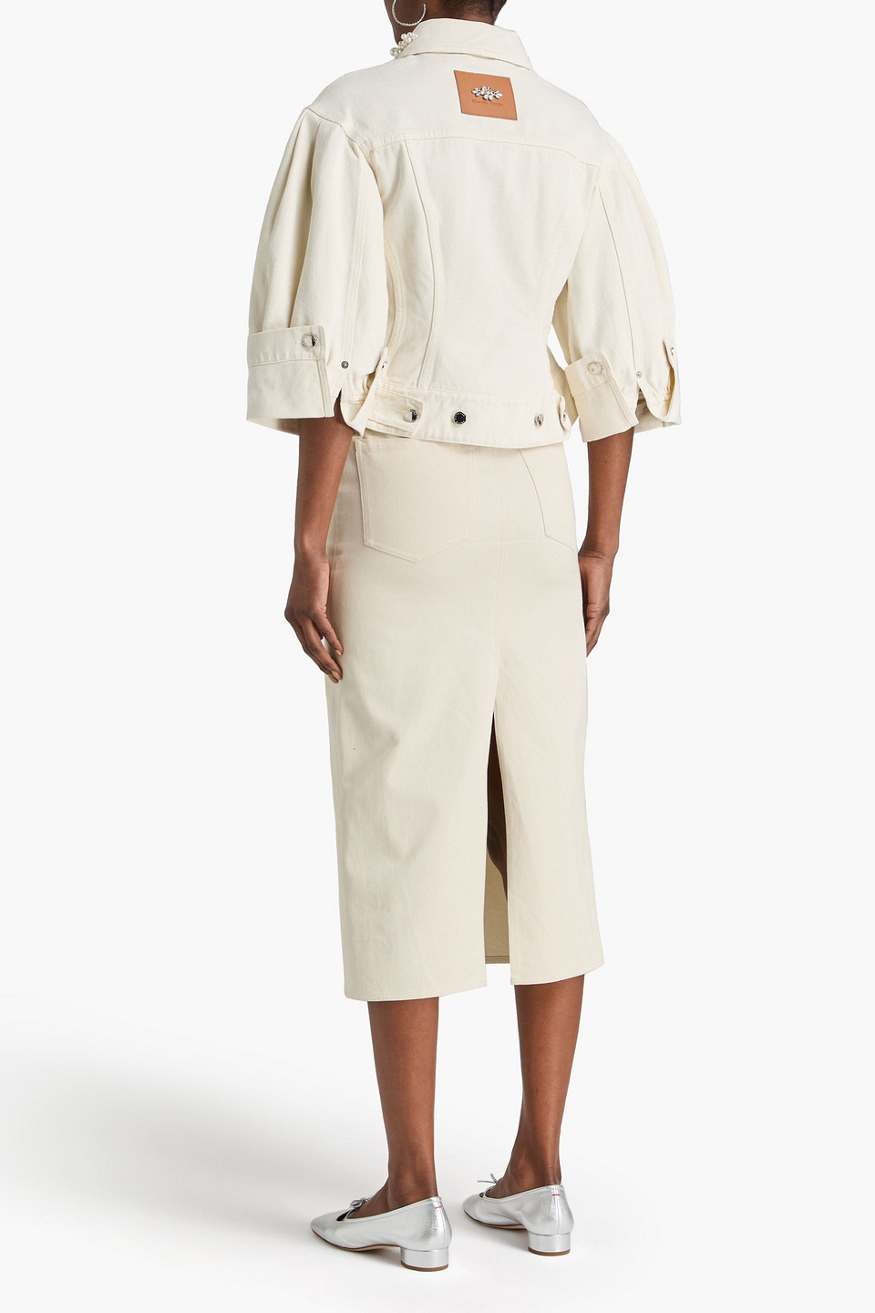  Simone Rocha - Cropped Jeansjacke Mit Verzierung - Weiß - Uk 6 