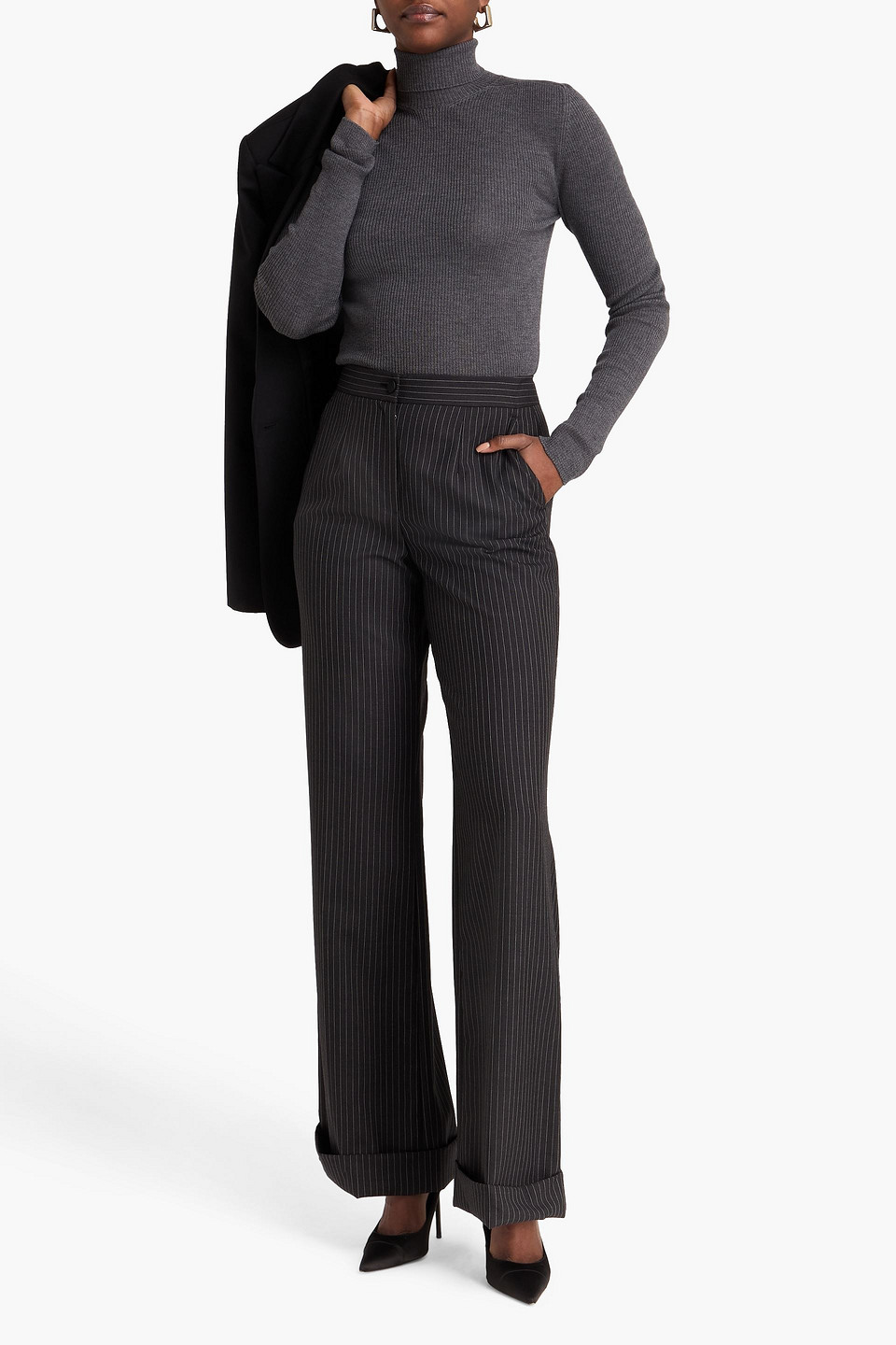  Wardrobe.nyc - Ribbed Wool Turtleneck Sweater - Gray - M 