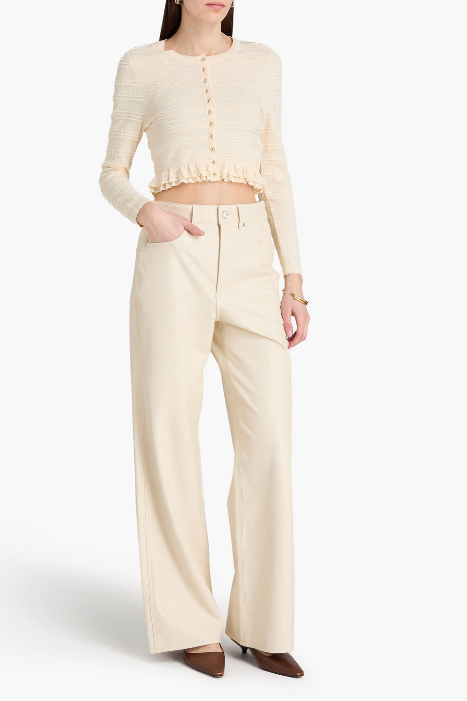  Sandro - Cropped Cardigan Aus Rippstrick - Weiß - 0 
