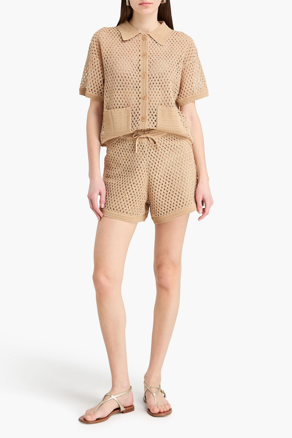  Sandro - Lochstrickpullover Mit Pailletten Und Polokragen - Neutral - 1 