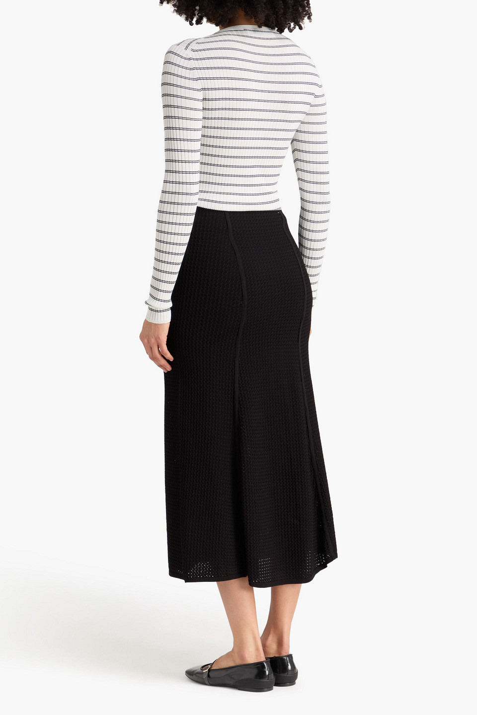  Sandro - Textured-knit Midi Skirt - Black - Fr 34 