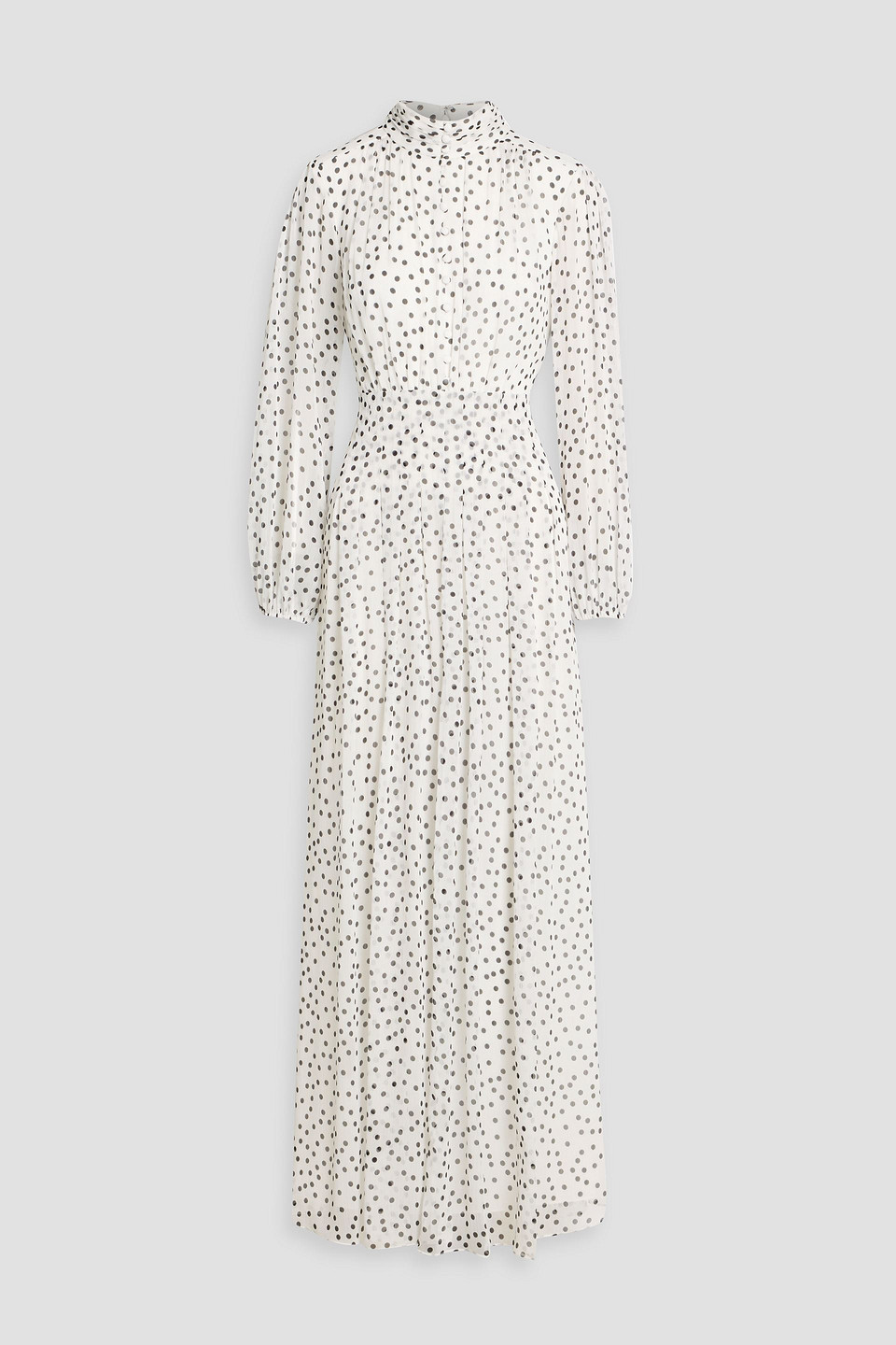 Mikael Aghal Pleated Polka-dot Georgette Maxi Dress In White