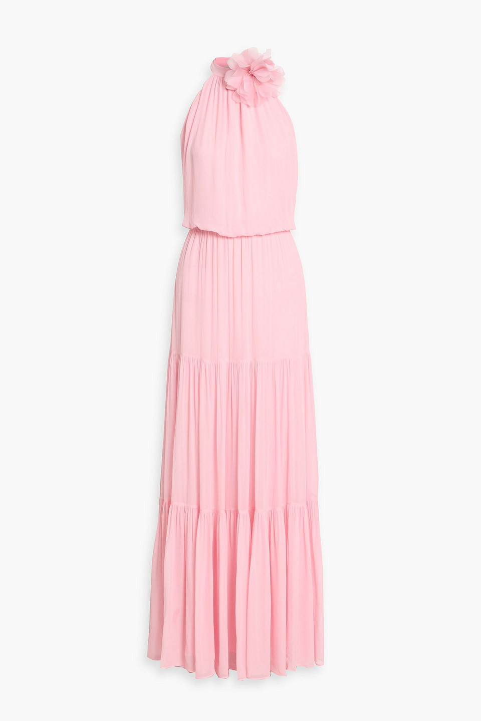 retrofête - stephanie open-back chiffon halterneck maxi dress - pink - s