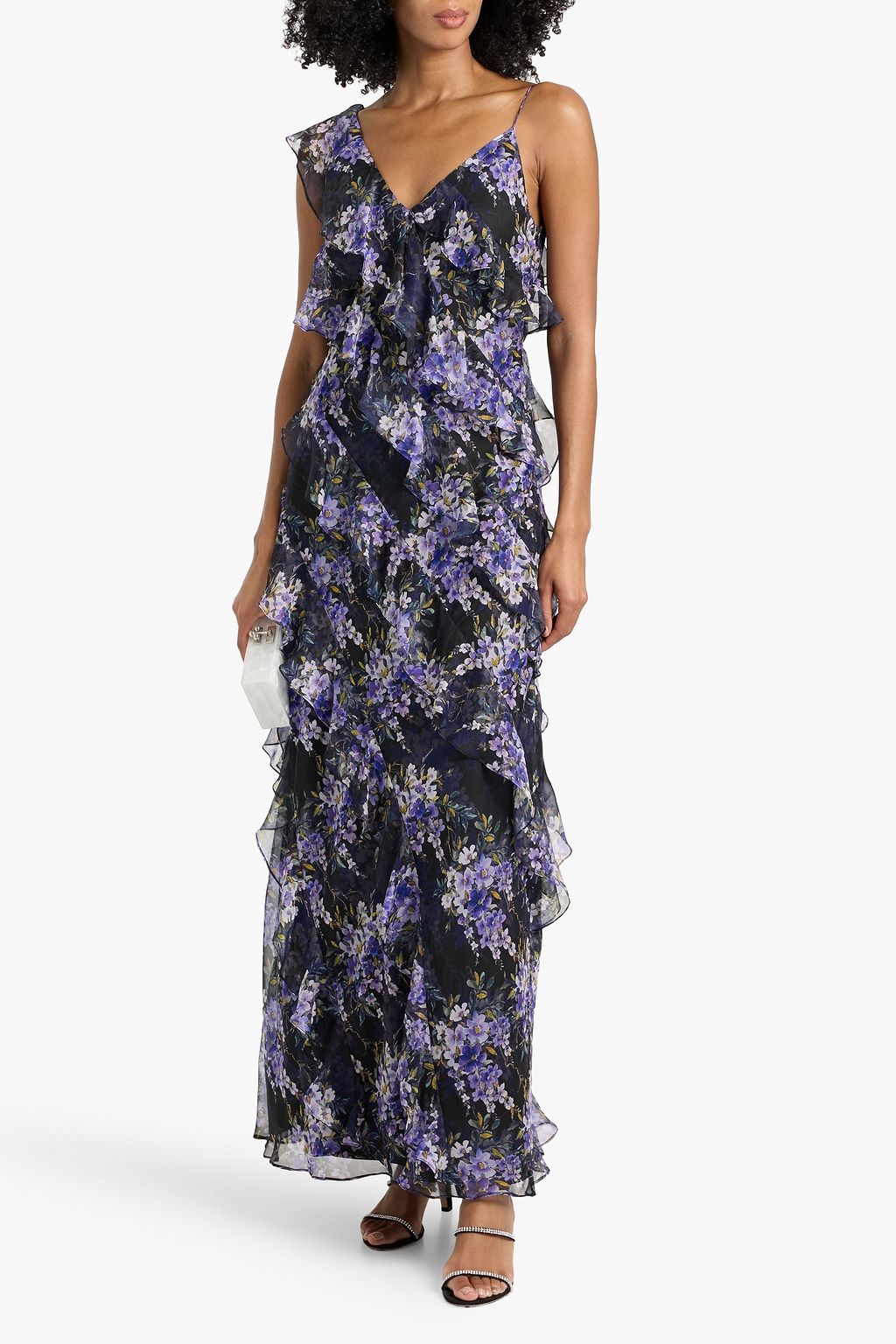 mikael aghal ruffled chiffon dress Mikael Aghal Ruffled chiffon maxi dress - Women - Black Dresses