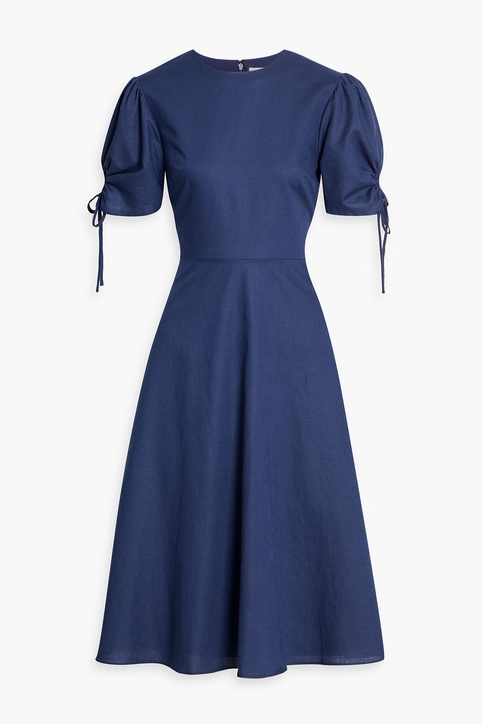 Mikael Aghal Cotton And Linen-blend Midi Dress In Blue