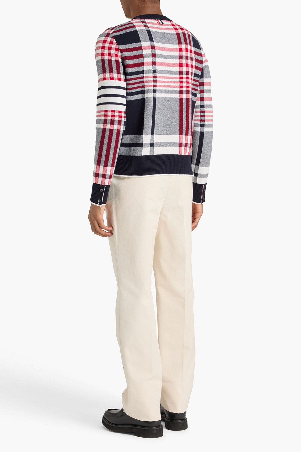  Thom Browne - Karierter Pullover Aus Jacquard-strick Aus Baumwolle - Blau - 2 