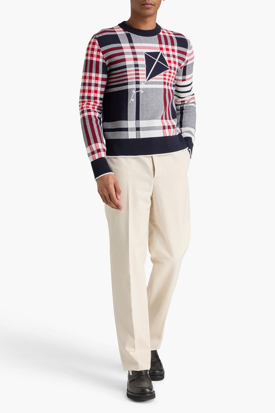  Thom Browne - Karierter Pullover Aus Jacquard-strick Aus Baumwolle - Blau - 2 