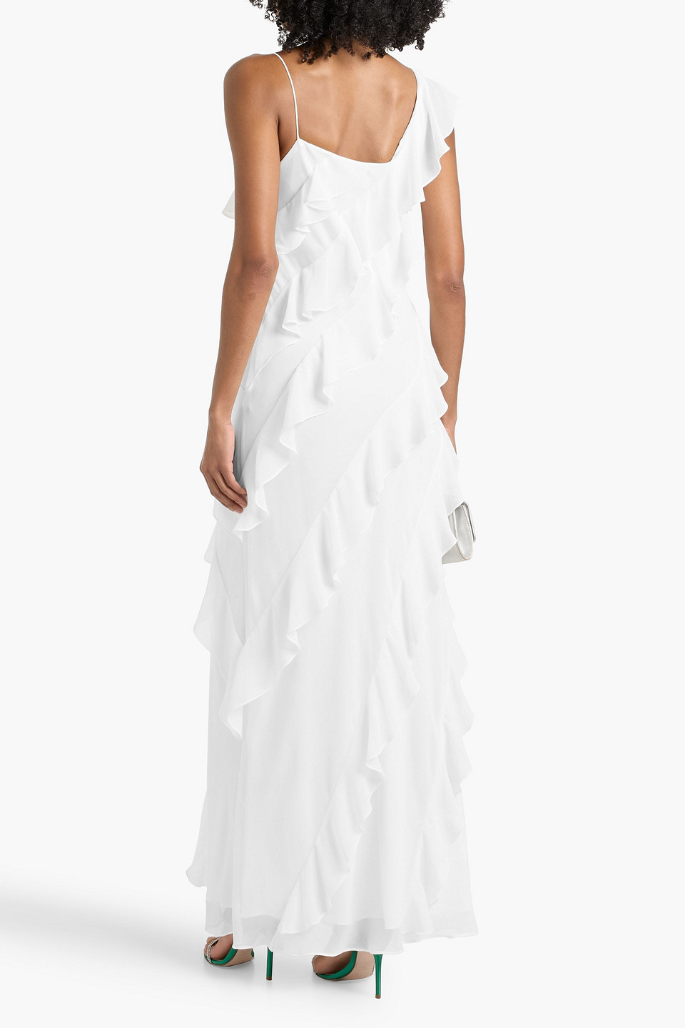  Mikael Aghal - Maxikleid Aus Chiffon Mit Rüschen - Weiß - Us 2 