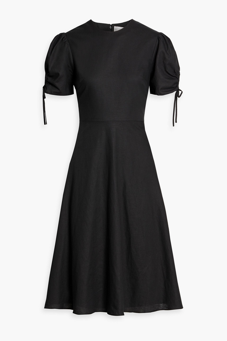 Mikael Aghal Cotton And Linen-blend Midi Dress In Black