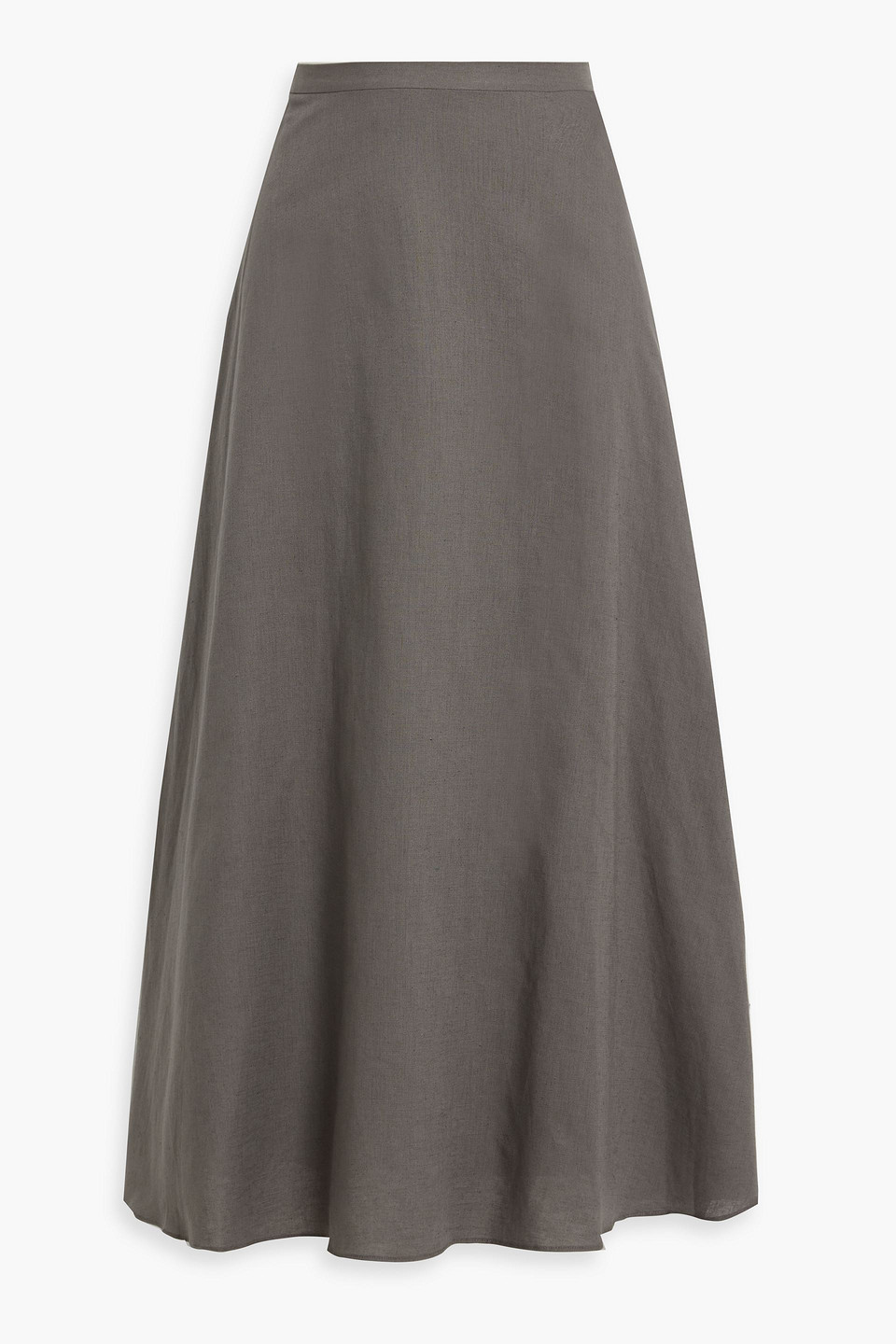 Mikael Aghal Cotton And Linen-blend Midi Skirt In Gray