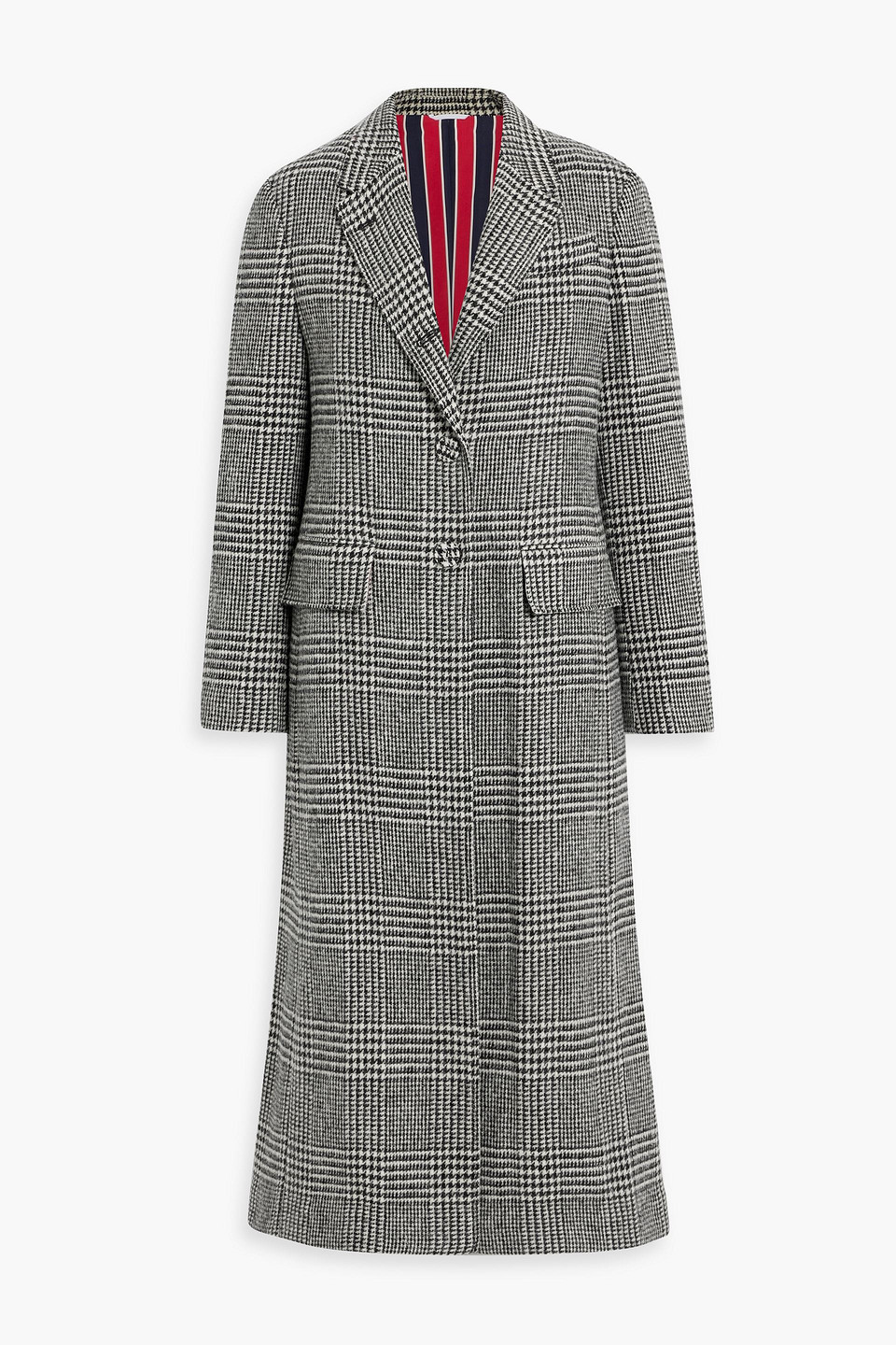 Thom Browne Prince Of Wales Checked Wool-tweed Coat In Gray