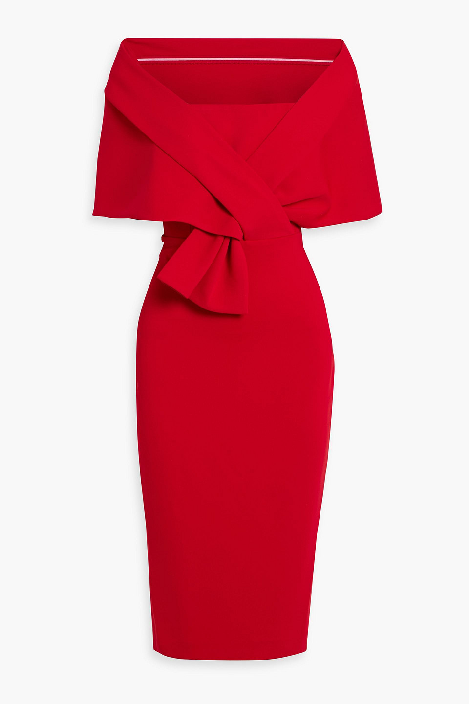badgley mischka - cape-effect crepe midi dress - red - us 12