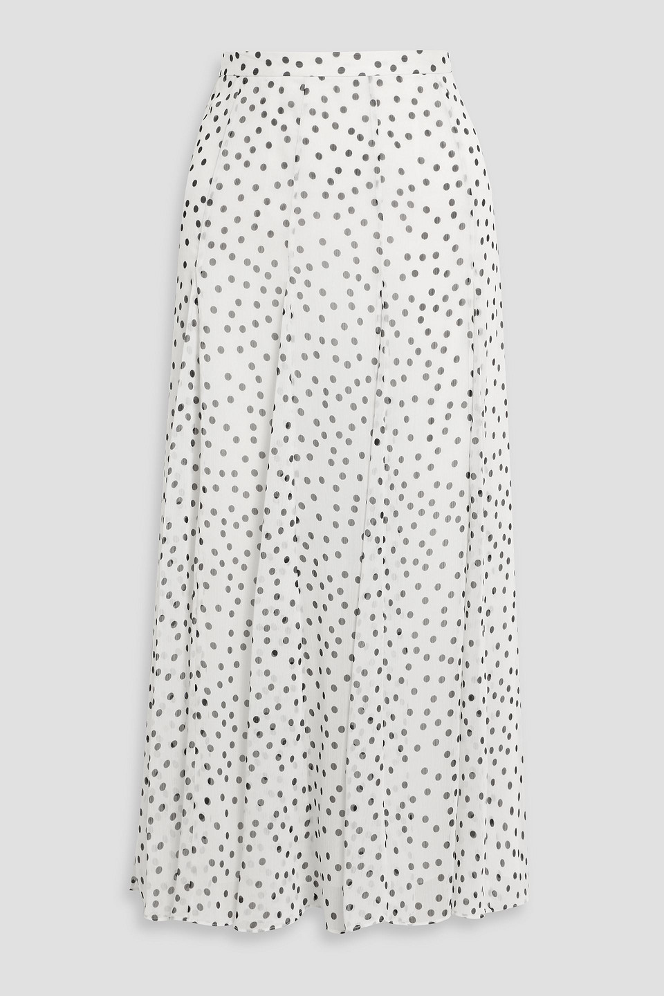 Mikael Aghal Polka-dot Georgette Midi Skirt In White