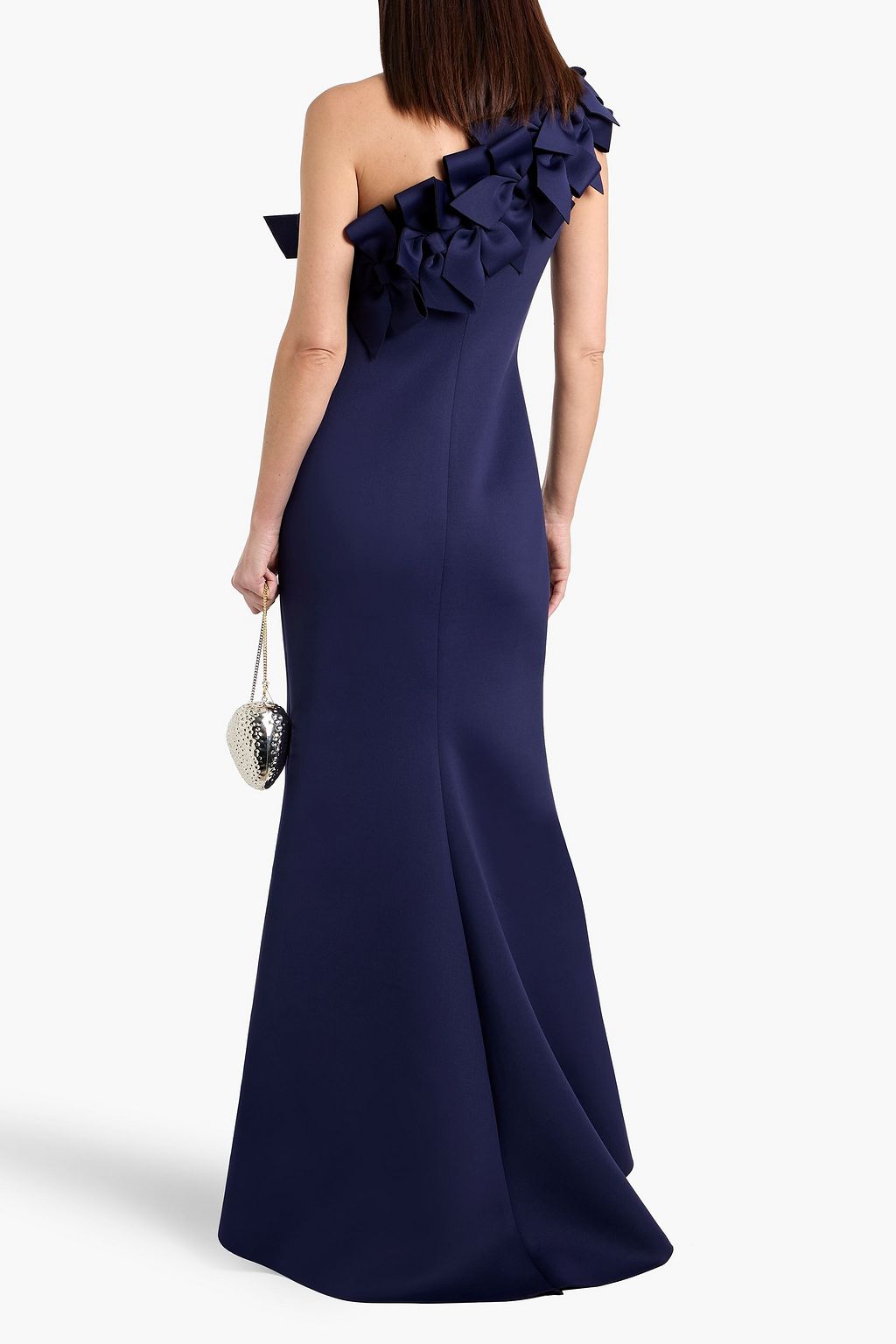 open lace back dress Tie-Shoulder Bow Sleeveless Midi Dress by Badgley Mischka