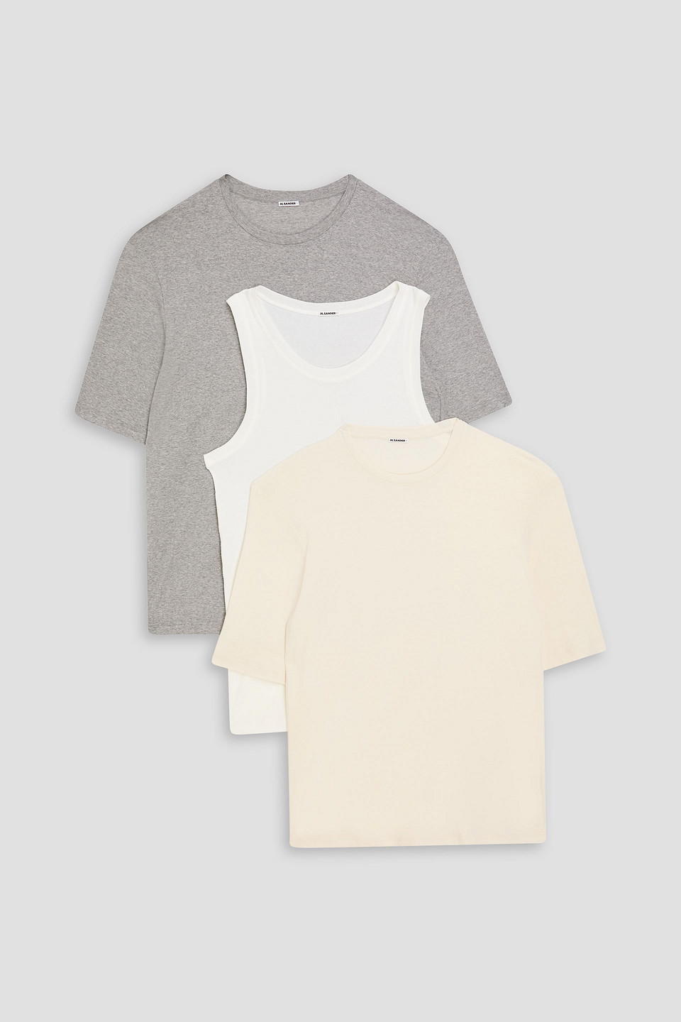 jil sander - set of three cotton-jersey t-shirts - white - s