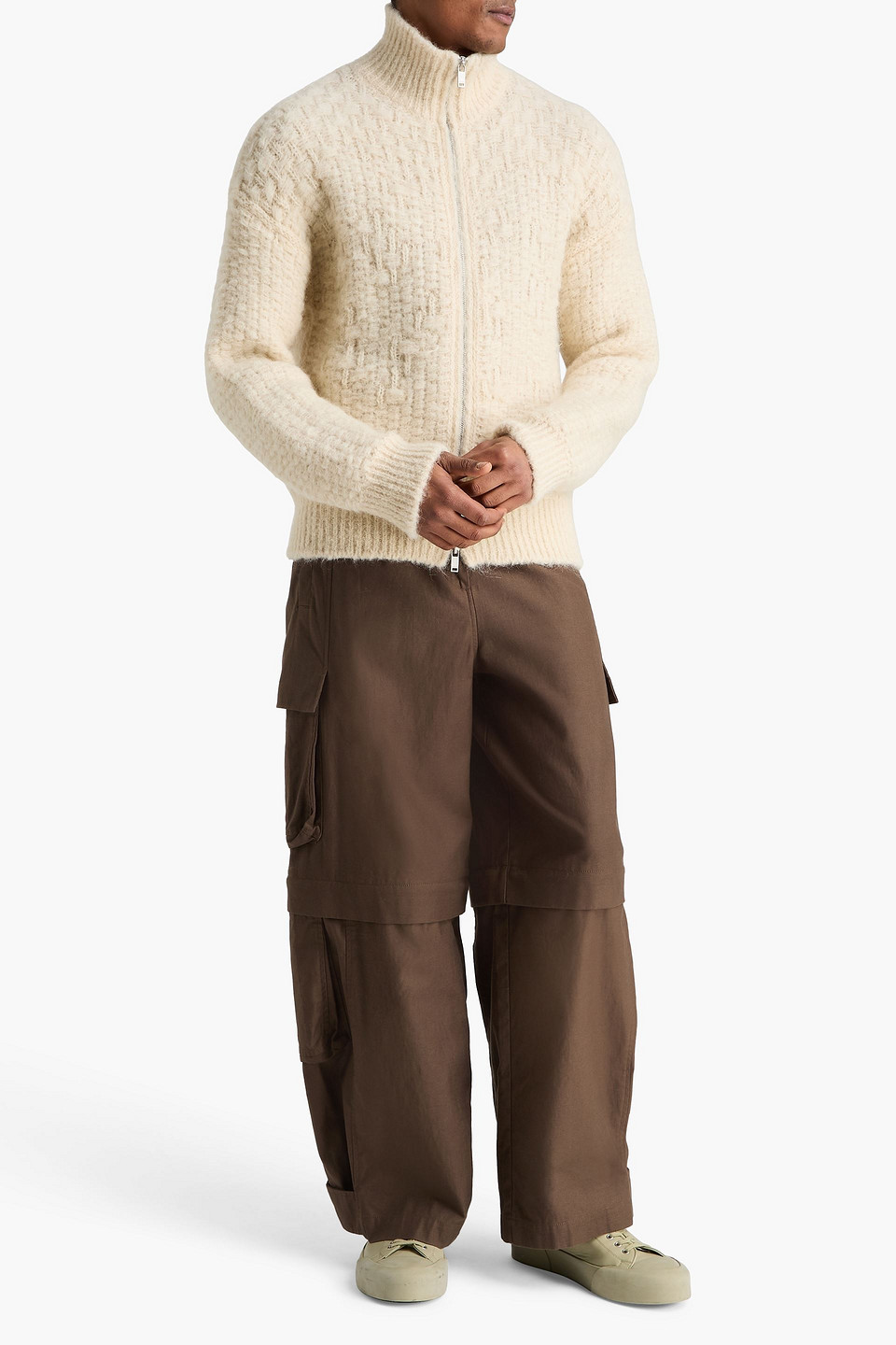  Jil Sander - Cardigan Aus Gebürstetem Rippstrick - Weiß - It 48 