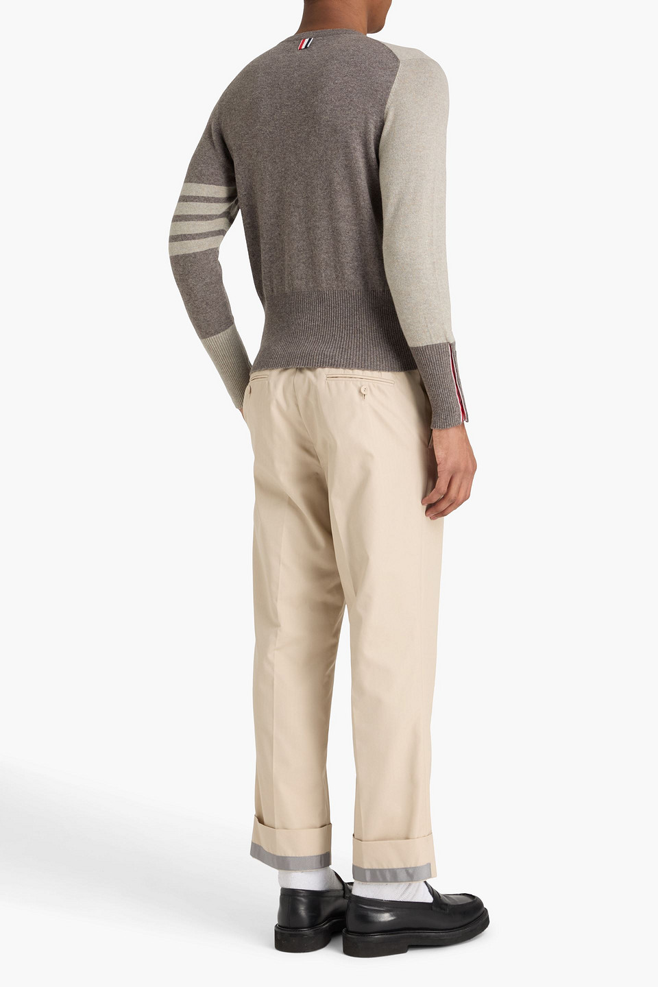  Thom Browne - Zweifarbiger Kaschmirpullover - Neutral - 2 