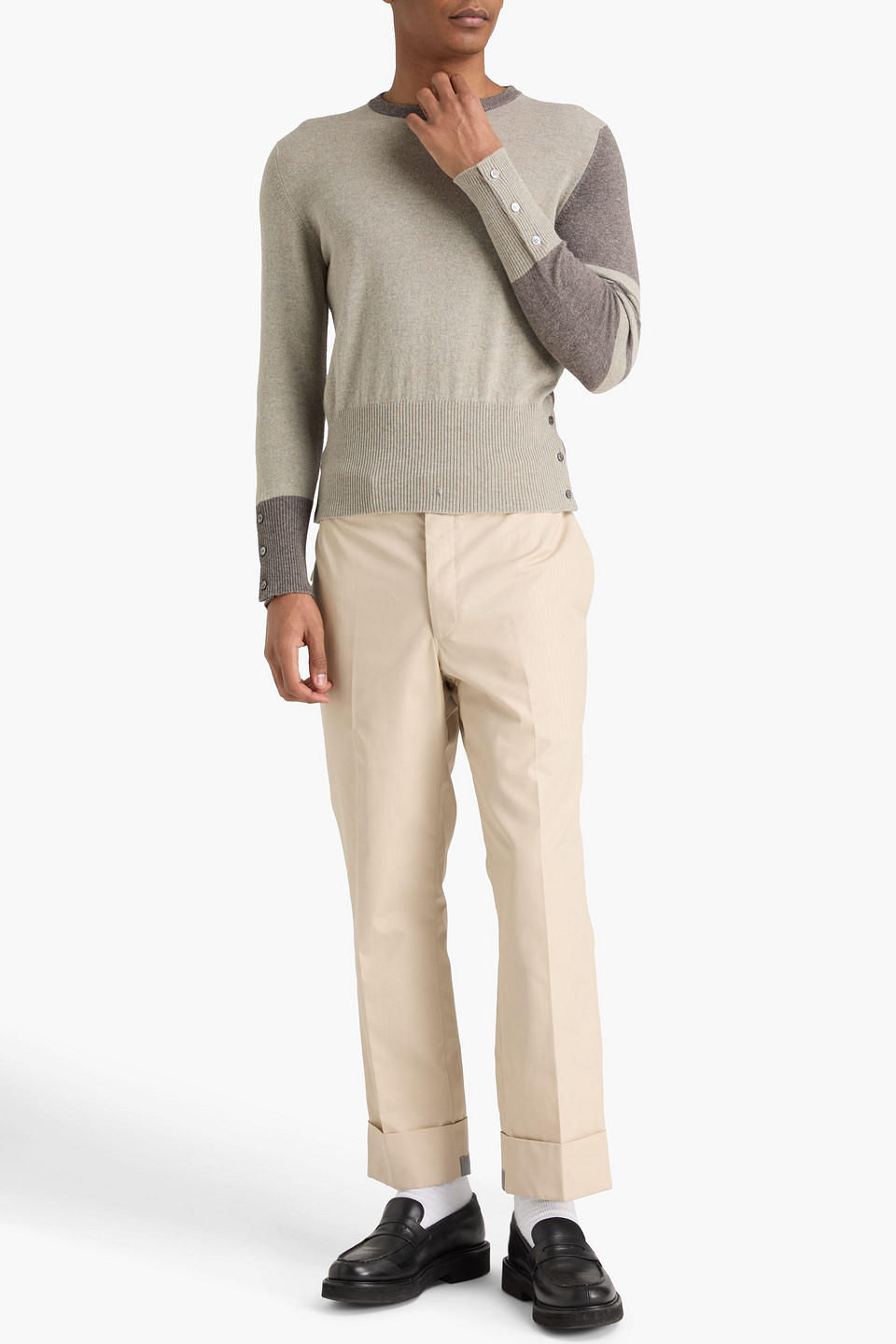  Thom Browne - Zweifarbiger Kaschmirpullover - Neutral - 2 