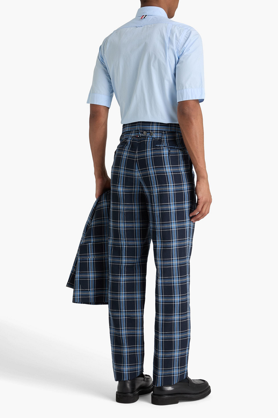  Thom Browne - Checked Wool And Linen-blend Suit Pants - Blue - 0 