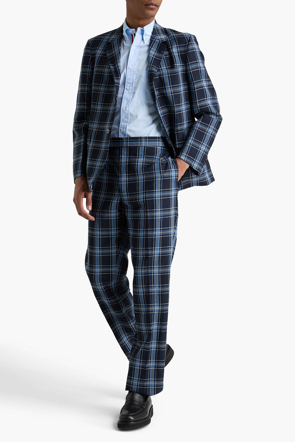 Thom Browne - Checked Wool And Linen-blend Suit Pants - Blue - 0 