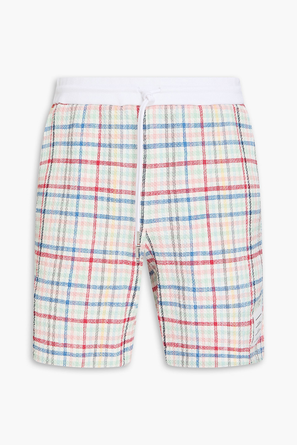 thom browne - gingham cotton-blend tweed shorts - white - 2