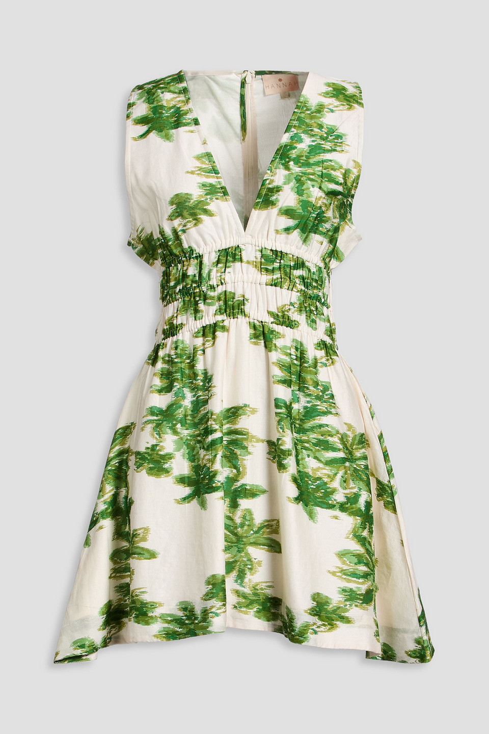 Hannah Isabella Printed Cotton And Silk-blend Mini Dress In White