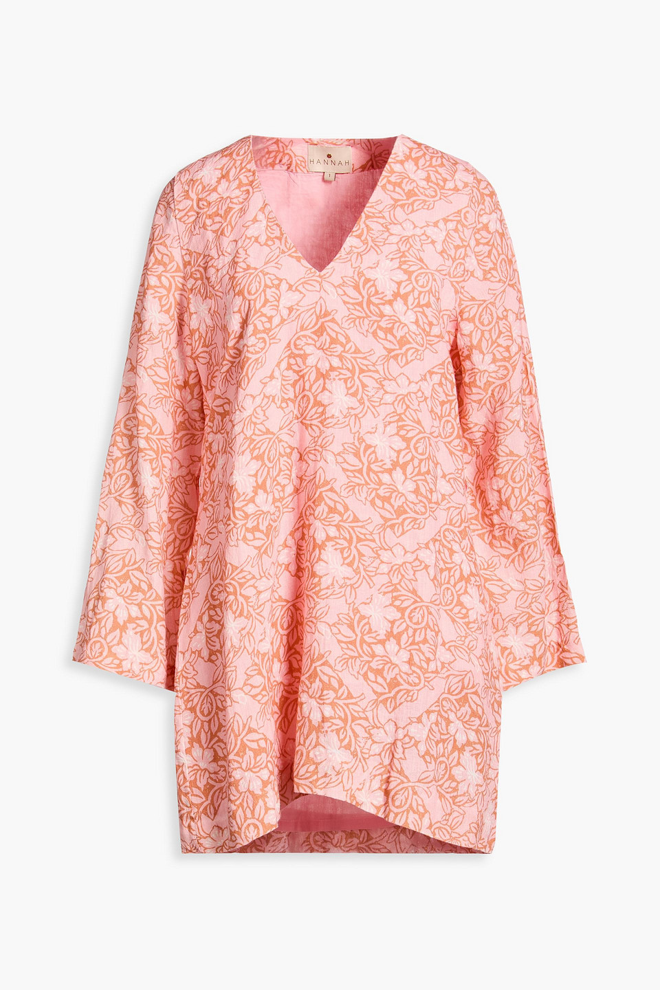 Hannah Tavi Floral-print Linen Mini Dress In Pink