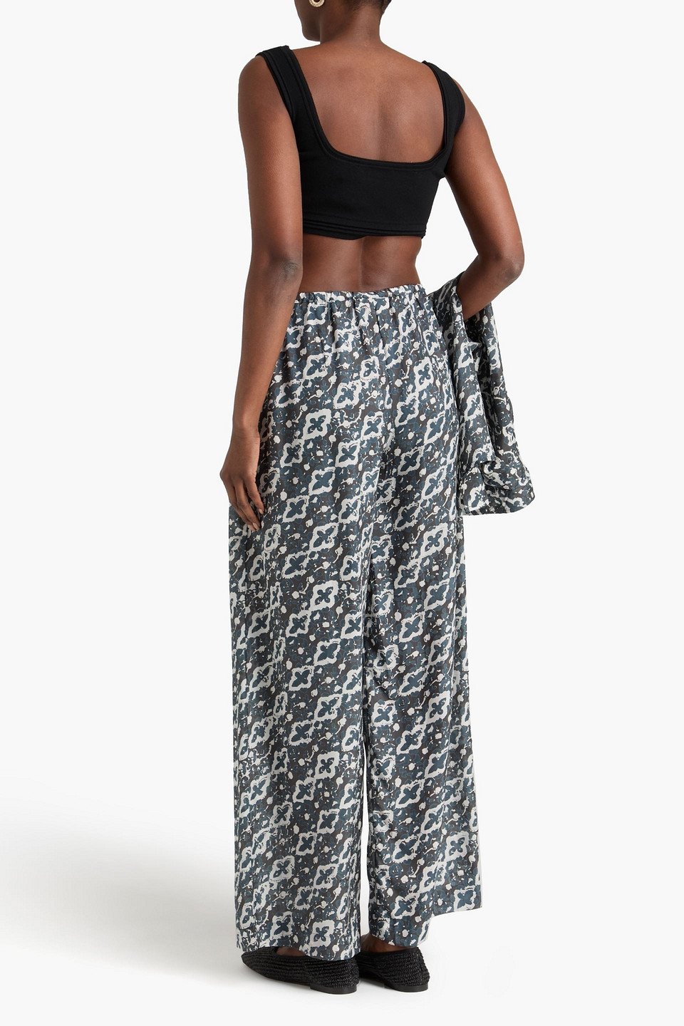 Hannah - Azra Printed Silk-satin Wide-leg Pants - Gray - 00 