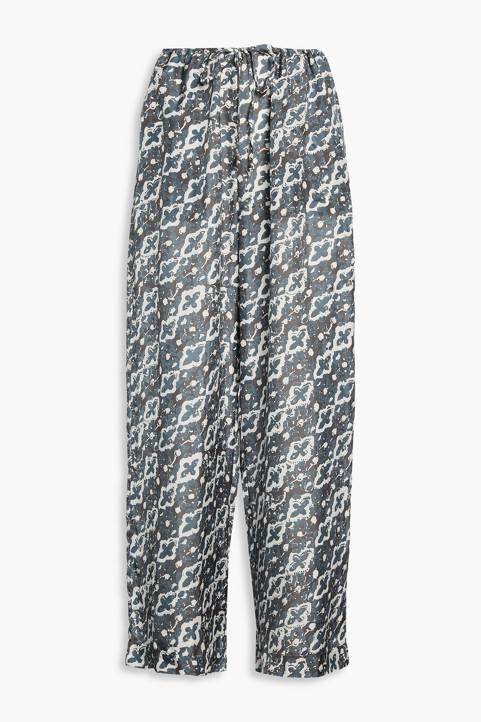 Hannah Azra Printed Silk-satin Wide-leg Trousers In Grey