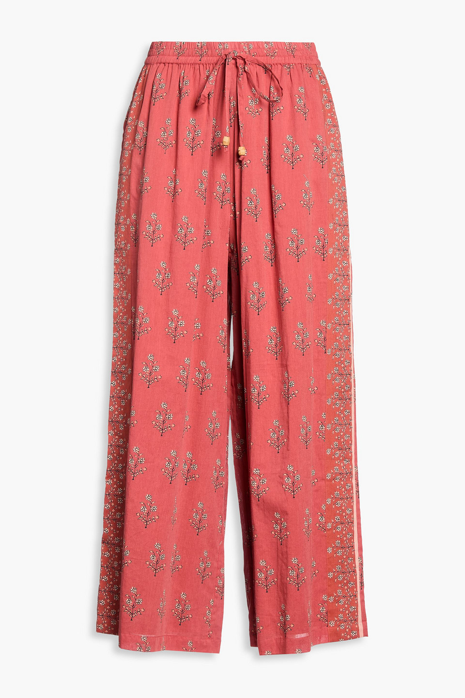 Hannah Emmy Floral-print Cotton-voile Wide-leg Trousers In Pink