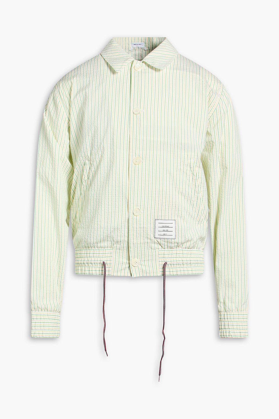 thom browne - striped cotton-seersucker overshirt - green - 0